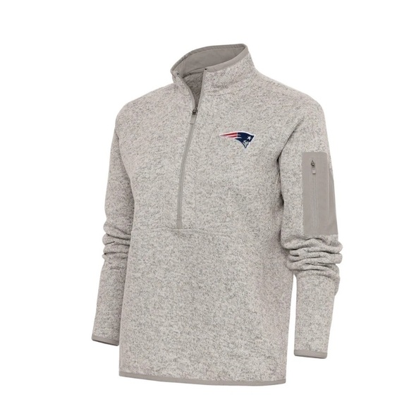 Antigua Oatmeal New England Patriots Team Logo Fortune Half-Zip Pullover size XL - Picture 1 of 10